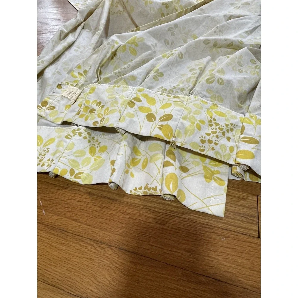Vintage Floral Pinch Pleat Drape Panels Cotton Polyester MCM‎ Green Yellow 62